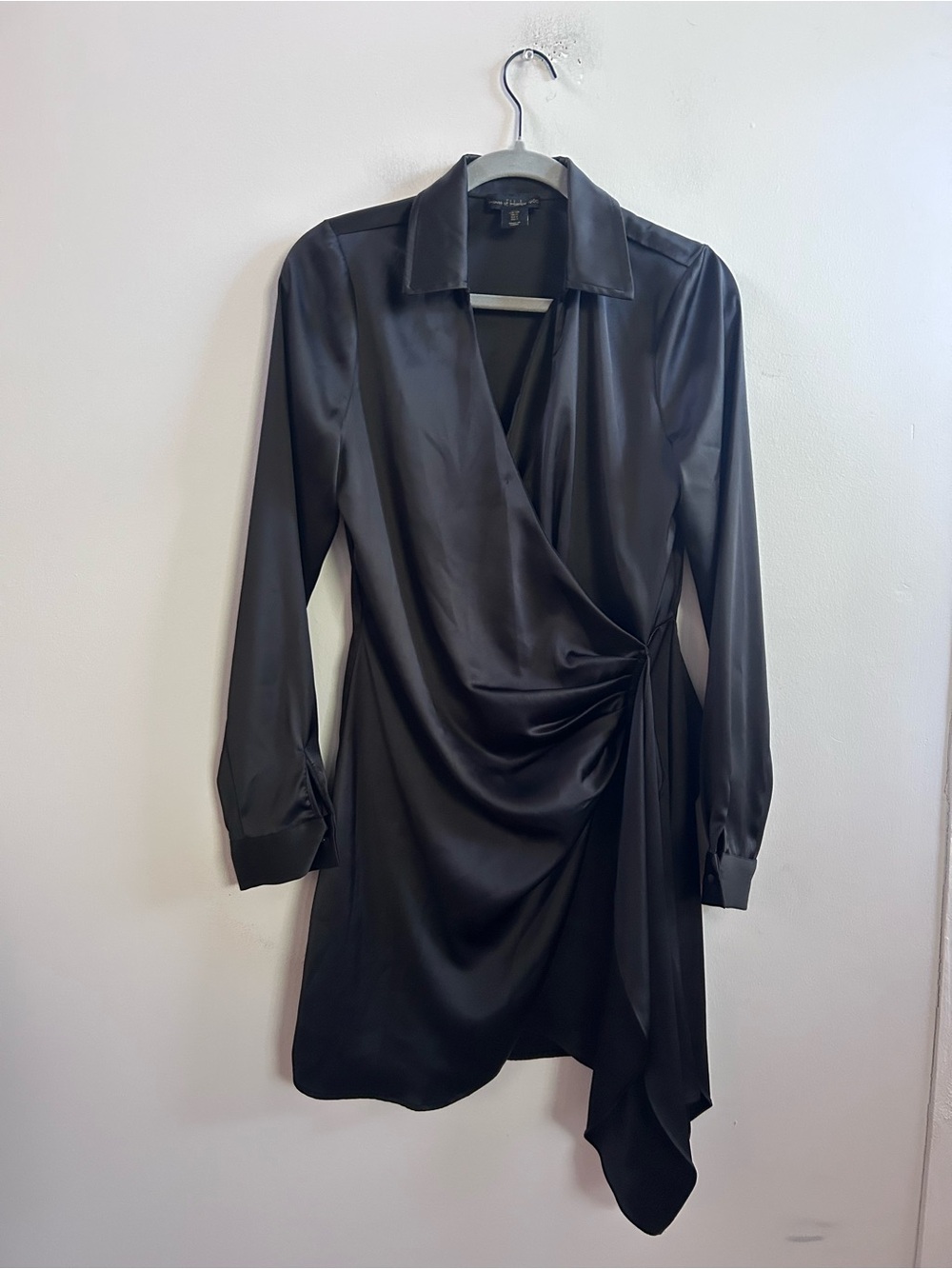 House of Harlow black silky faux wrap dress small